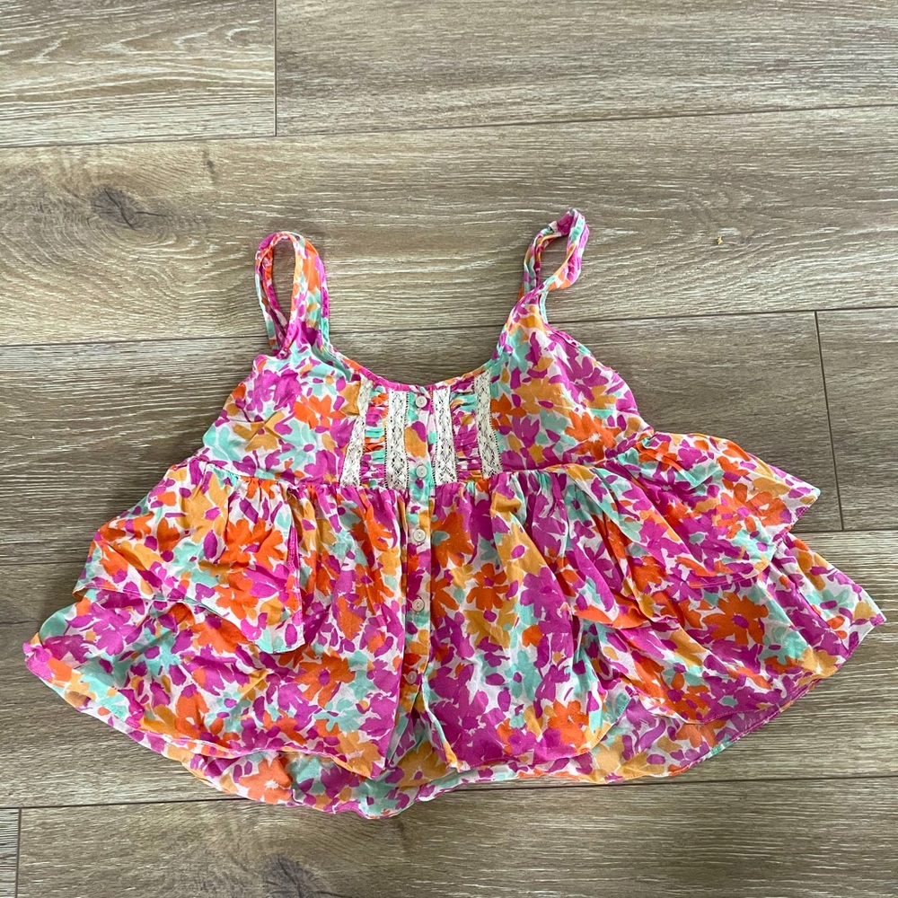 Free People Floral Cropped Tank Top size small